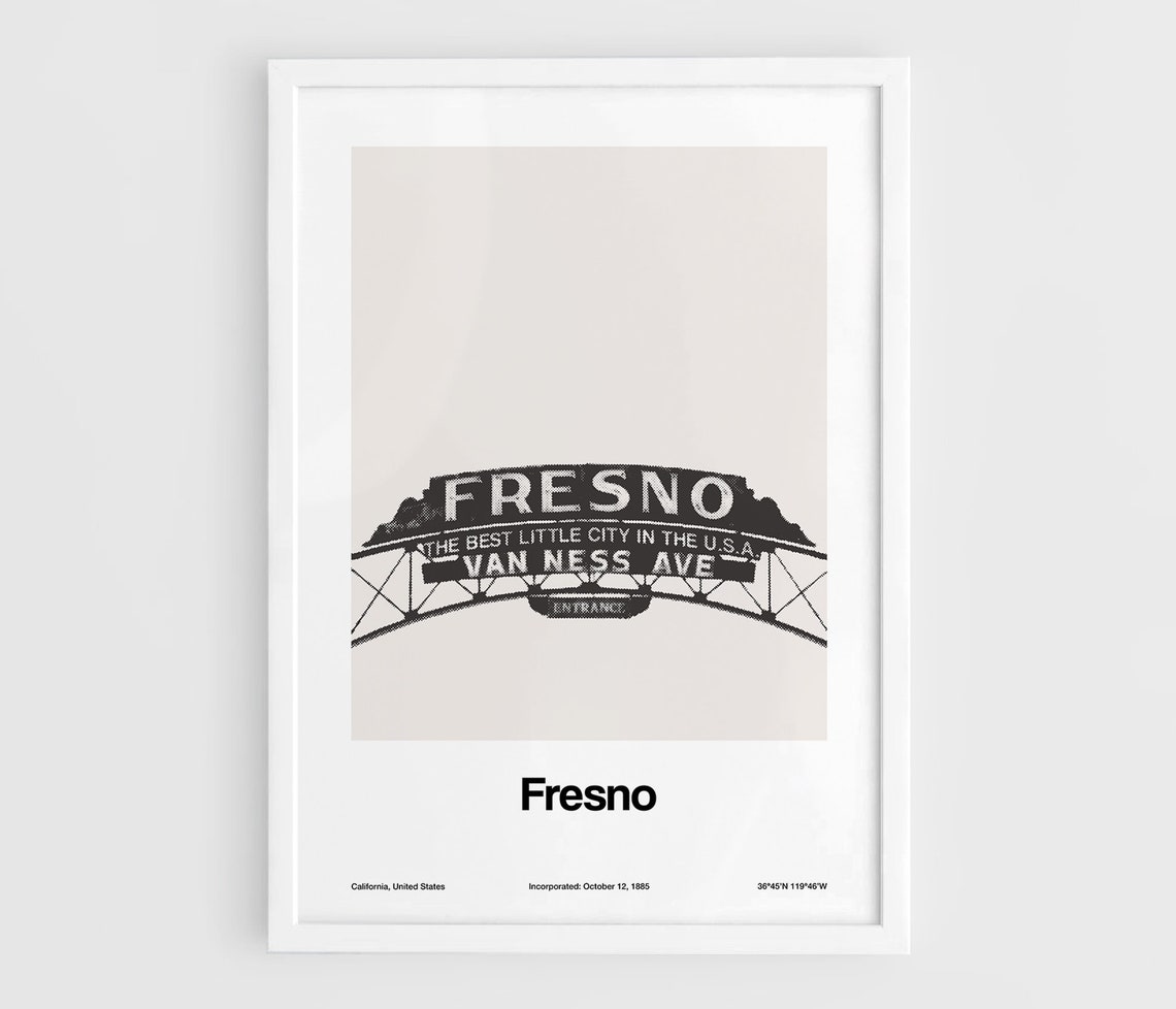Fresno, CA Minimalist City Entrance Poster