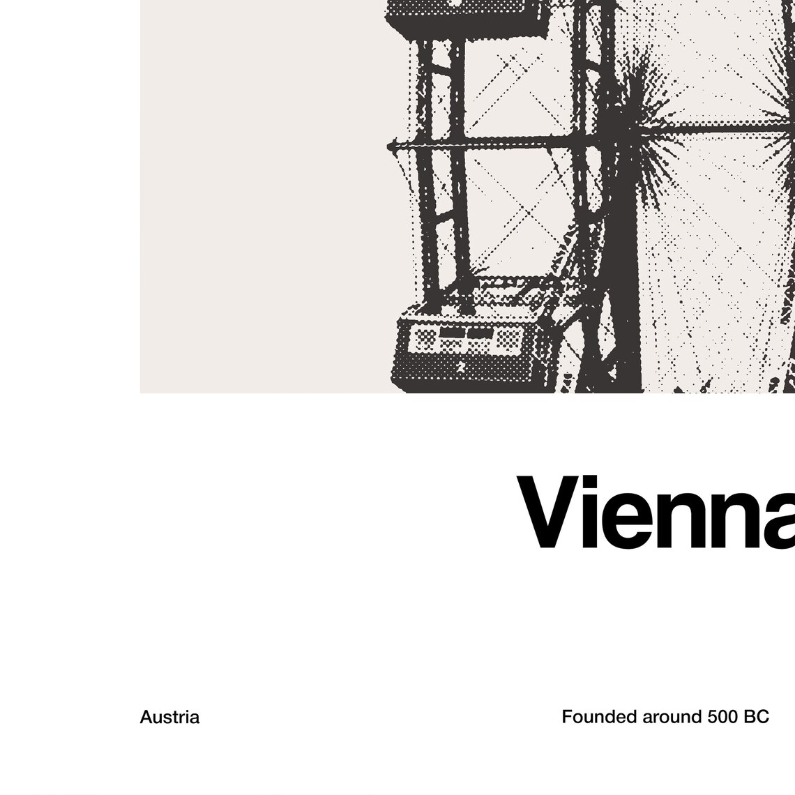 Vienna Ferris Wheel Travel Poster, Minimalist City - Image 2