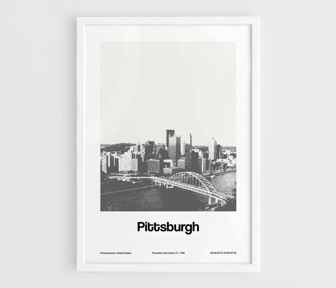 Pittsburgh Skyline, Minimalist Pennsylvania Travel Poster