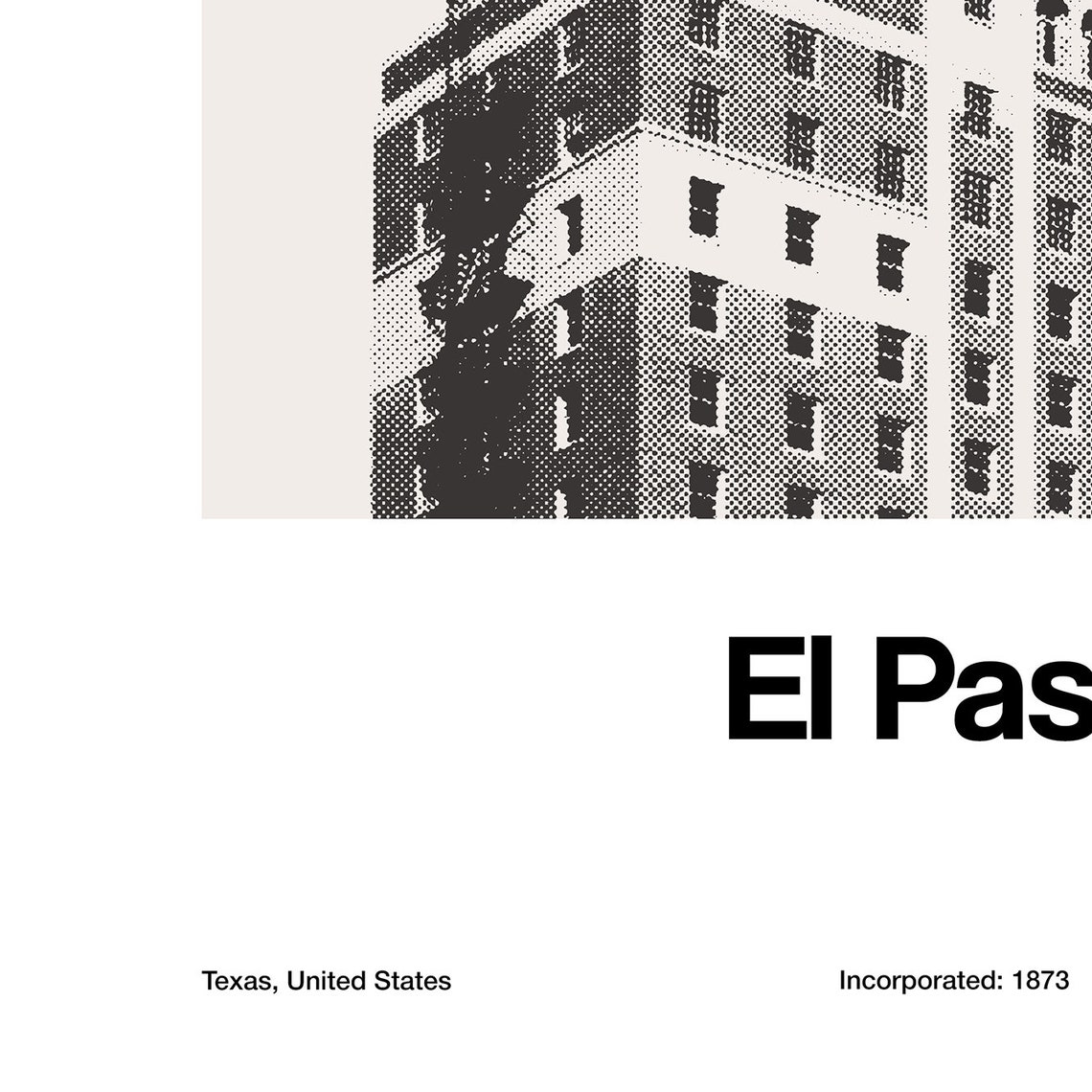El Paso Plaza Hotel, Pioneer Park Minimalist Art Print - Image 3