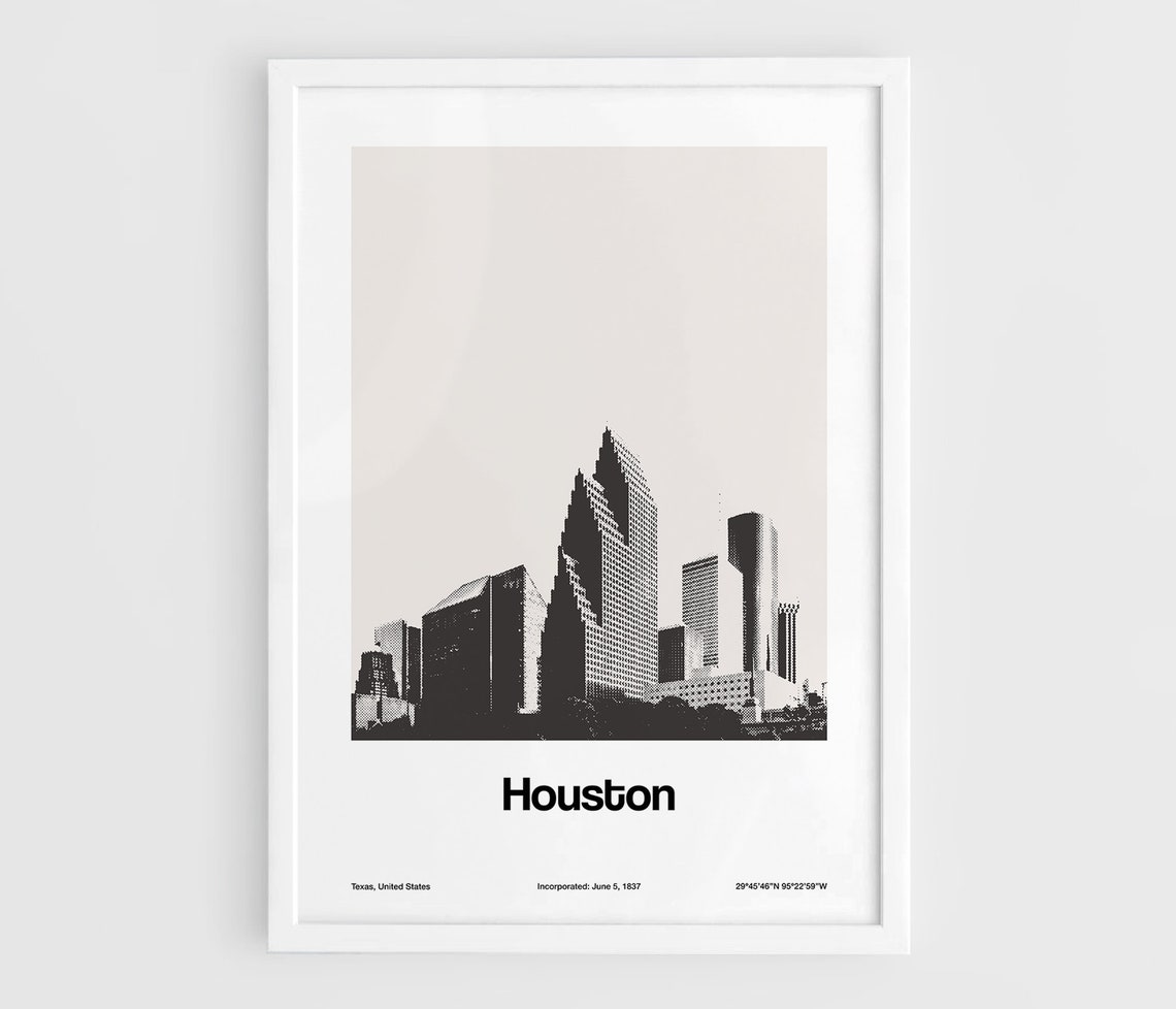 Houston Skyline, Houston TX Minimalist City Print