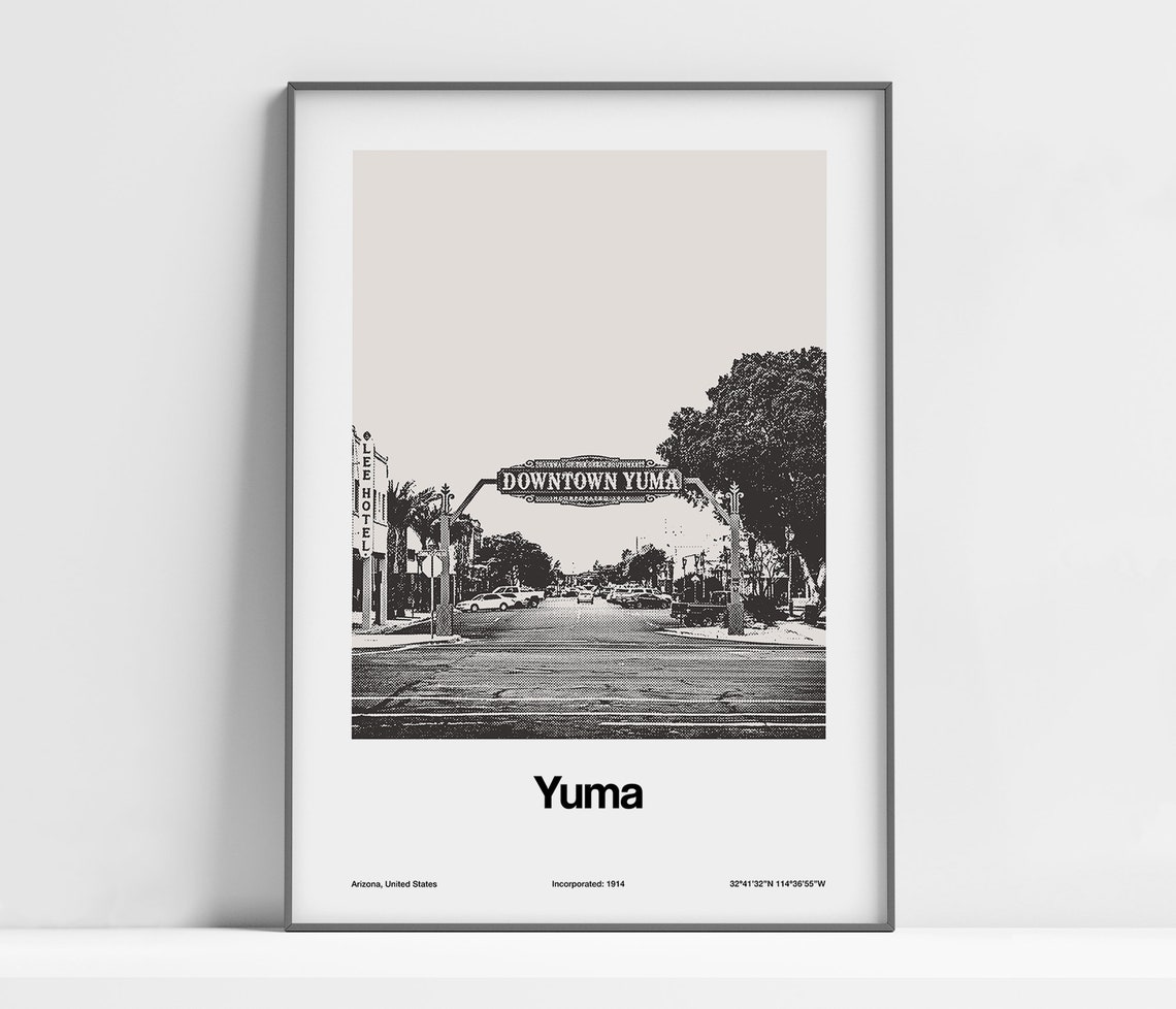 Downtown Yuma Arizona, Minimalist City Art Print