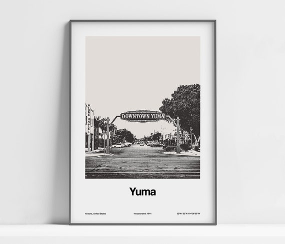 Downtown Yuma Arizona, Minimalist City Art Print