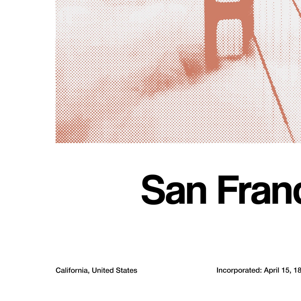 San Francisco Golden Gate Bridge Poster, Minimalist Cityscape - Image 2