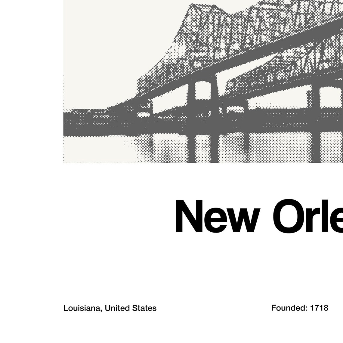 New Orleans Crescent City Connection Minimalist Travel Poster - Image 3