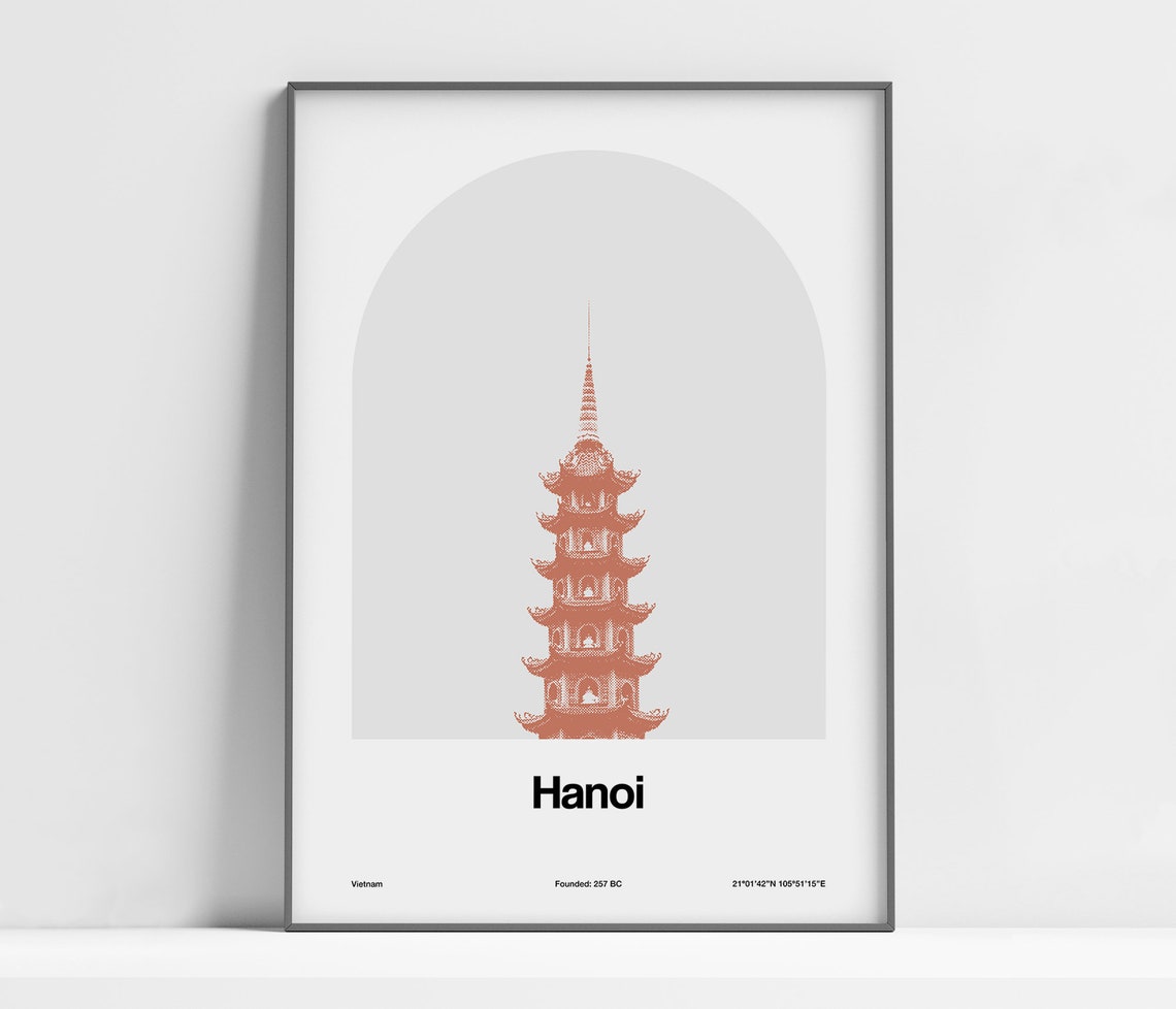 Hanoi Buddhist Temple Print Hanoi Vietnam Tran Quoc Pagoda Hanoi Hanoi H Ni Vietnam Travel Wall Art Minimalist Custom City Arch Print
