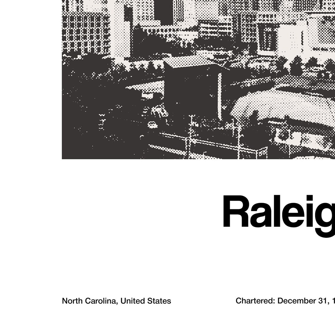 Raleigh NC Skyline Poster, Minimalist City Print - Image 2
