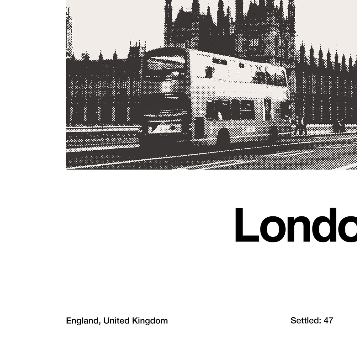 London Skyline, Minimalist Black and White Travel Poster - Image 2