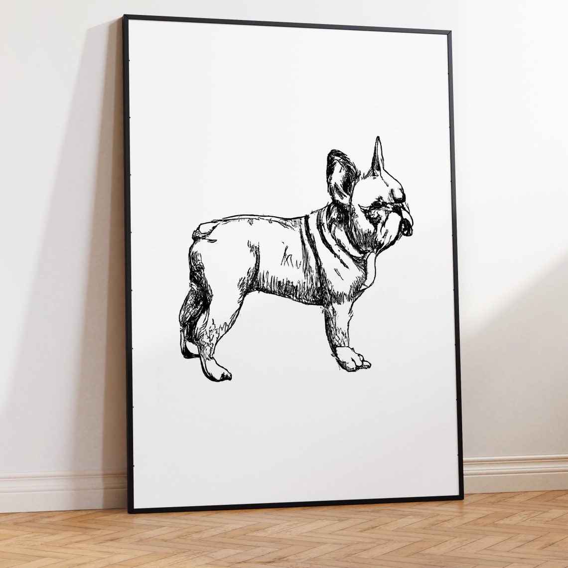 French Bulldog Standing Profile Minimalist Ink Sketch Dog Poster - Image 2