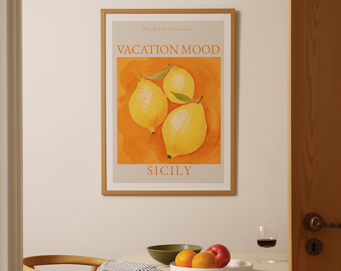 Vacation Mood Sicily Lemon Vintage Italian Travel Collection Poster - Image 4