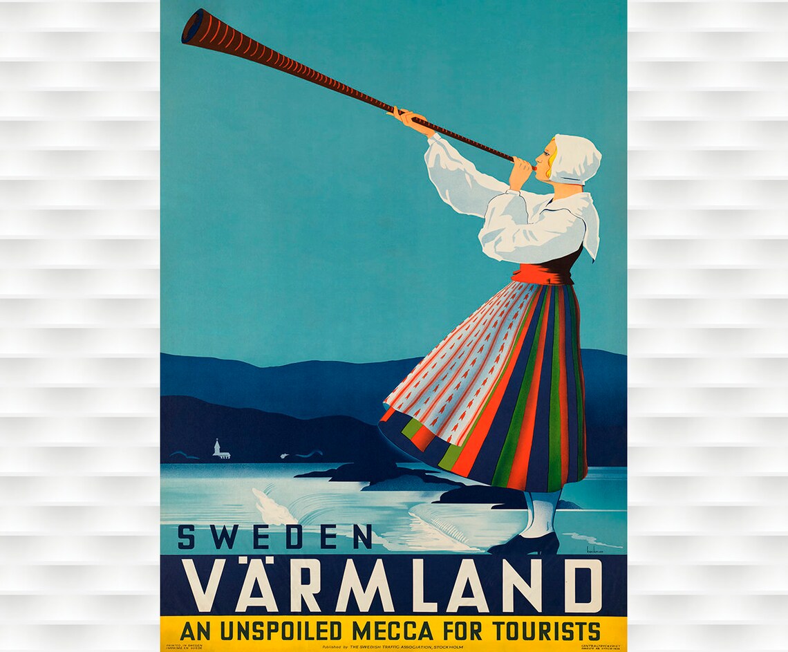 Varmland Sweden Unspoiled Mecca for Tourists Vintage Travel Poster