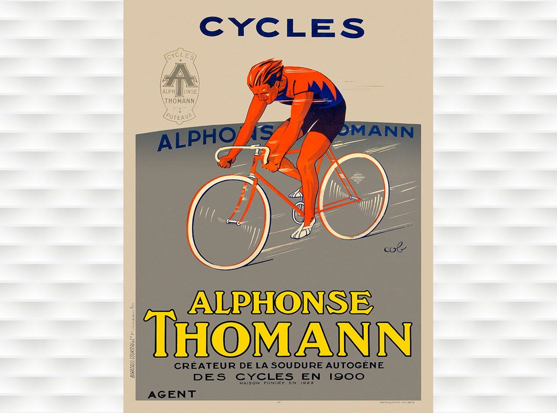 Alphonse Thomann Cycles Vintage French Racing Cyclist Poster