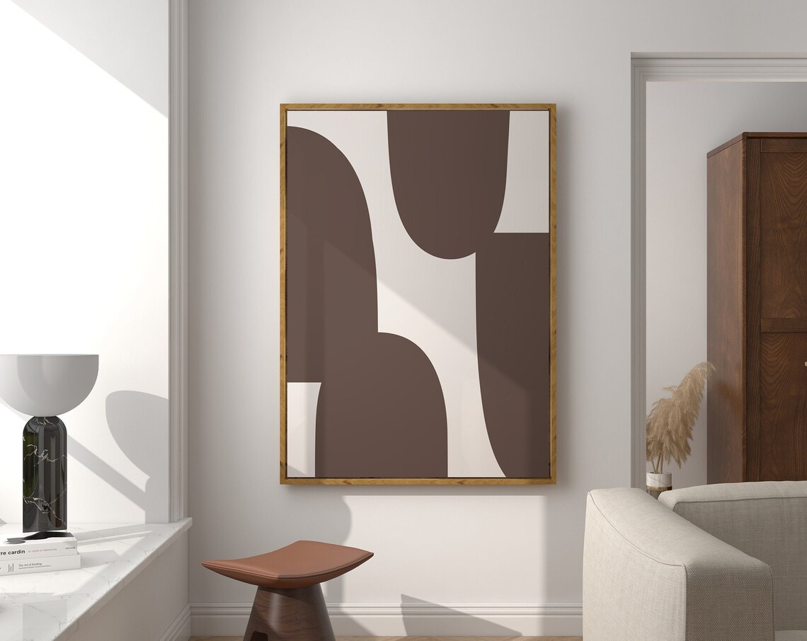 Minimalist Brown Cream Arched Shapes Abstract Warm Neutral Wall Art