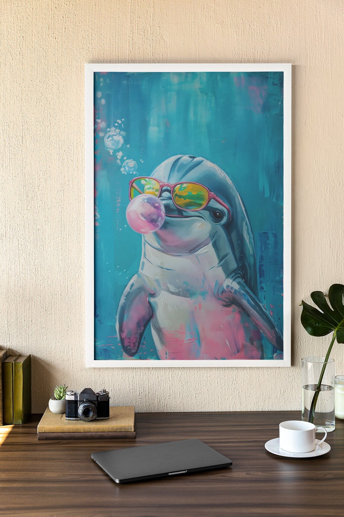 Trendy Dolphin With Sunglasses and Bubble Gum Art Print