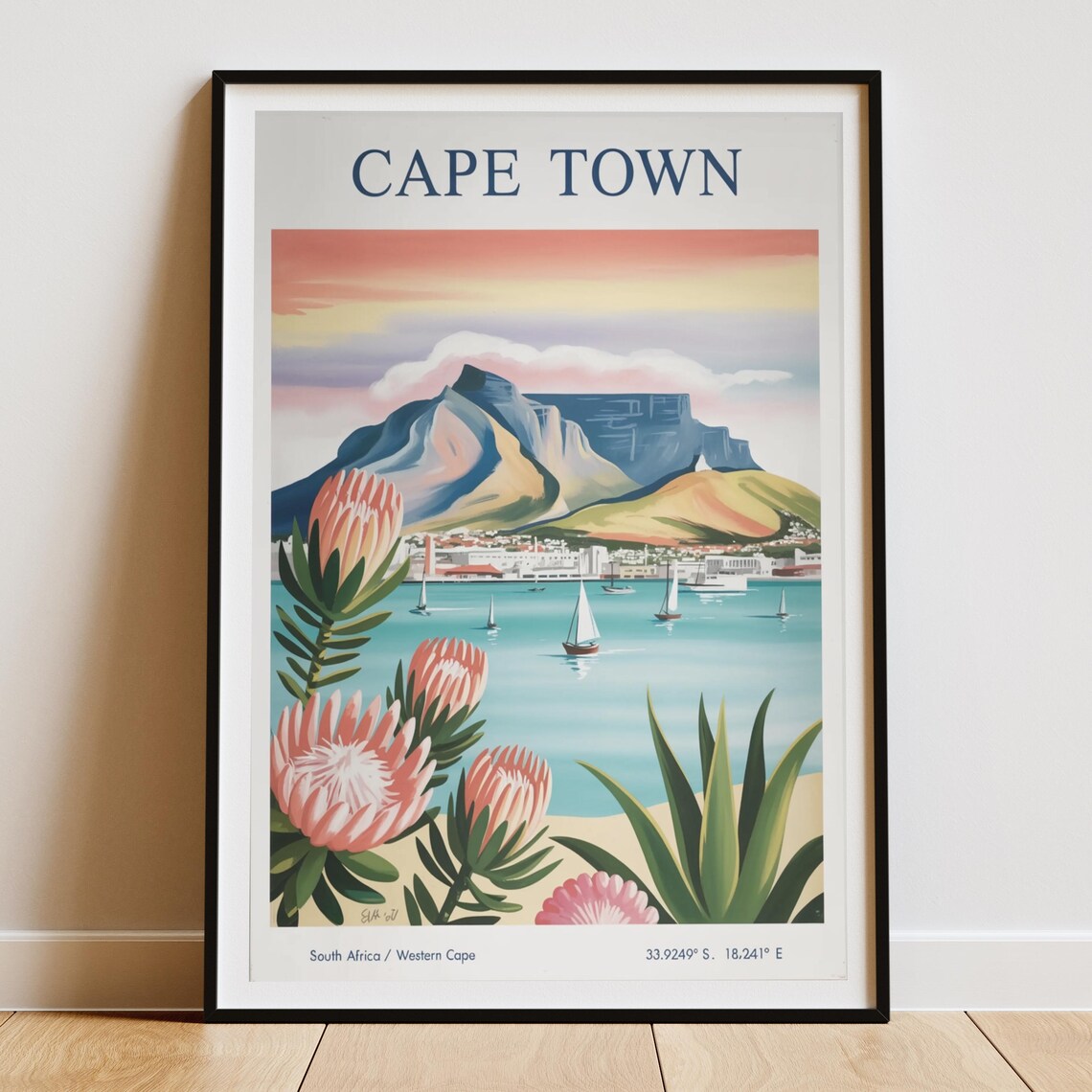 Cape Town Travel Poster, Table Mountain Vintage Style - Image 5