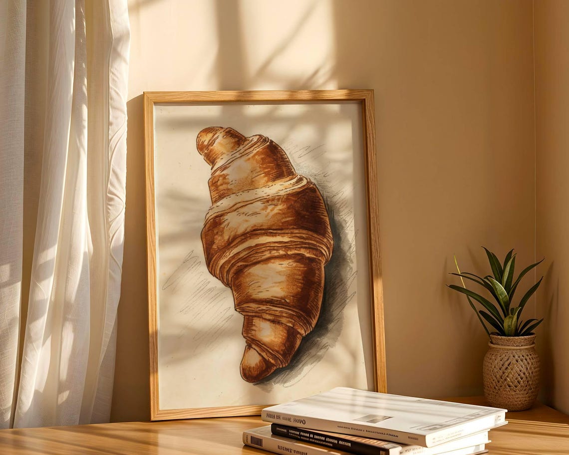 Croissant Poster, Minimalist Line Art Kitchen Decor - Image 6