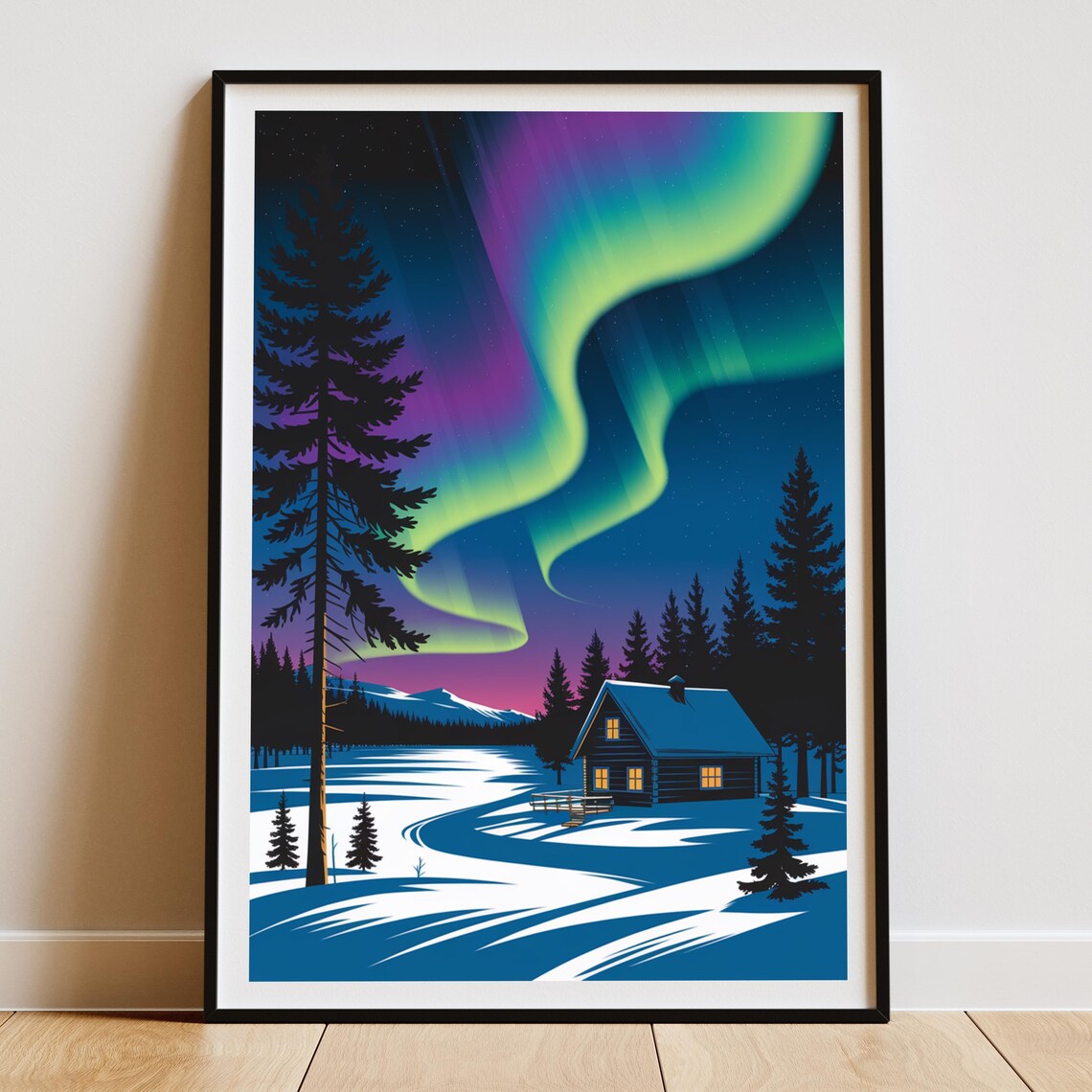 Northern Lights Lapland - Vintage Travel Poster - Image 4