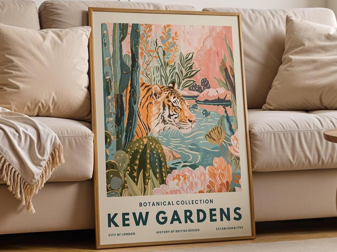 Tiger In Cactus Jungle, Animal Art Print
