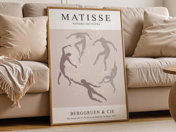 Matisseinspired The Dance Art Print Modern Abstract Wall In Pink Colours Elegant Home Decor