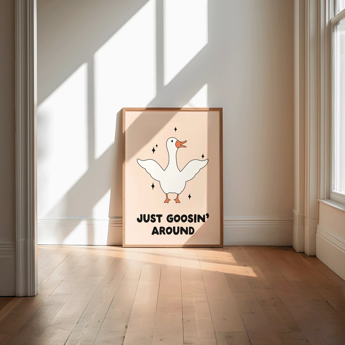 Just Goosin Around Cute Cartoon Goose Funny Animal Art Poster - Image 2