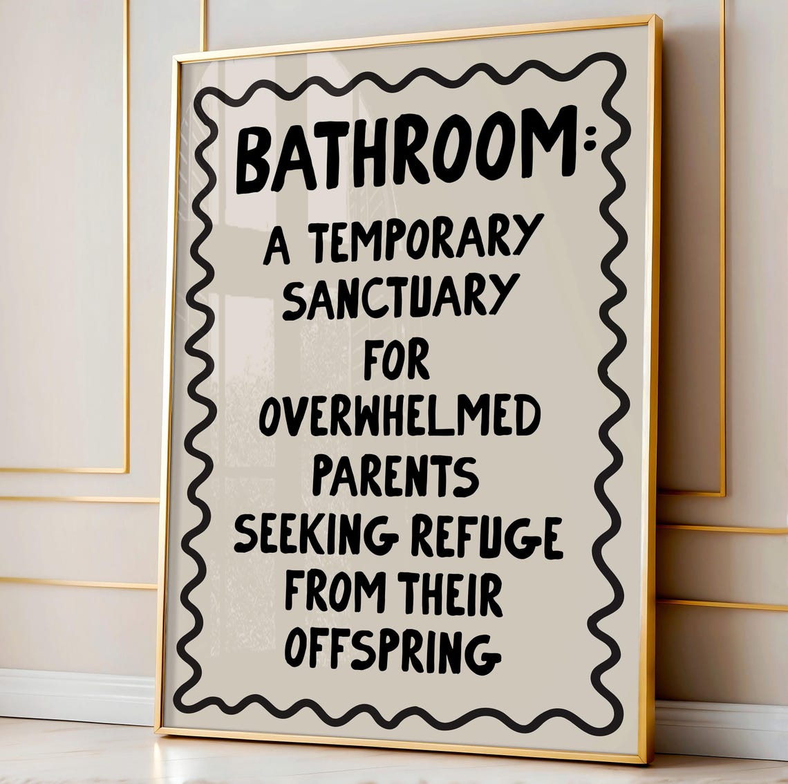 Bathroom Sanctuary Funny Quote Poster Neutral Typography Wall Decor