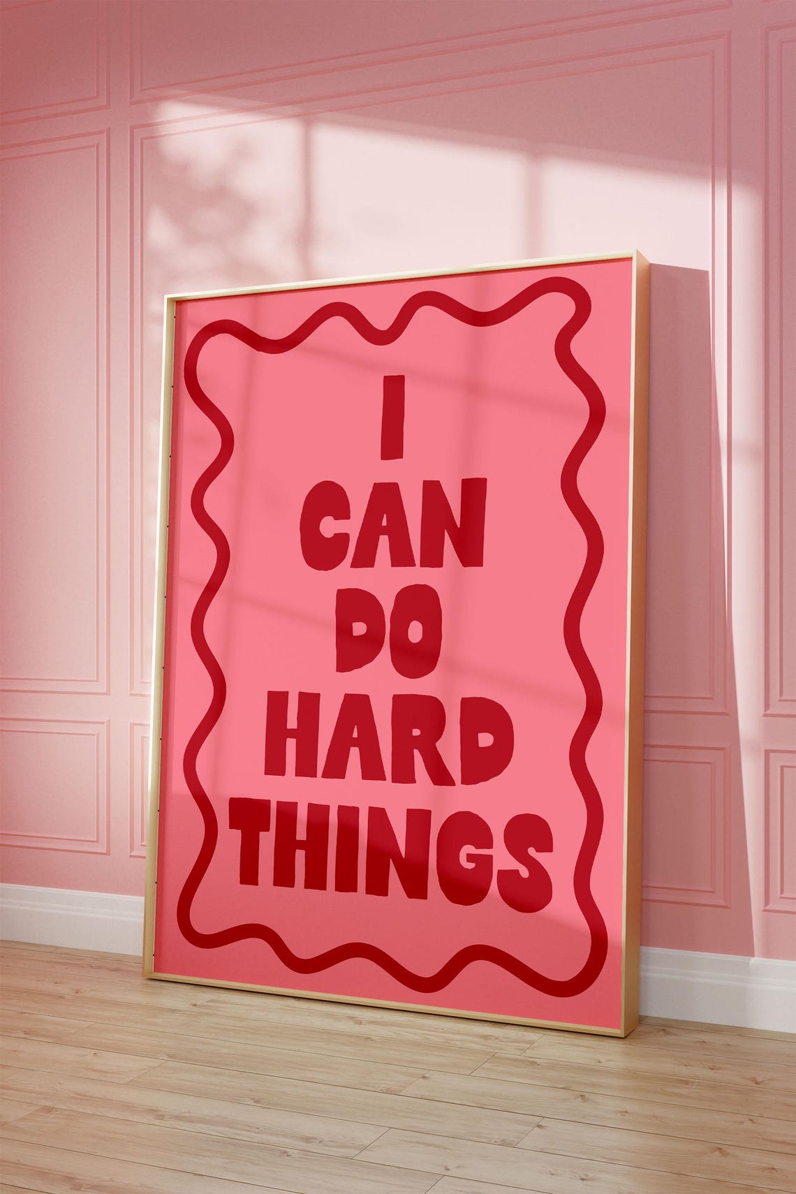 I Can Do Hard Things Bold Pink Motivational Typography Quote Poster