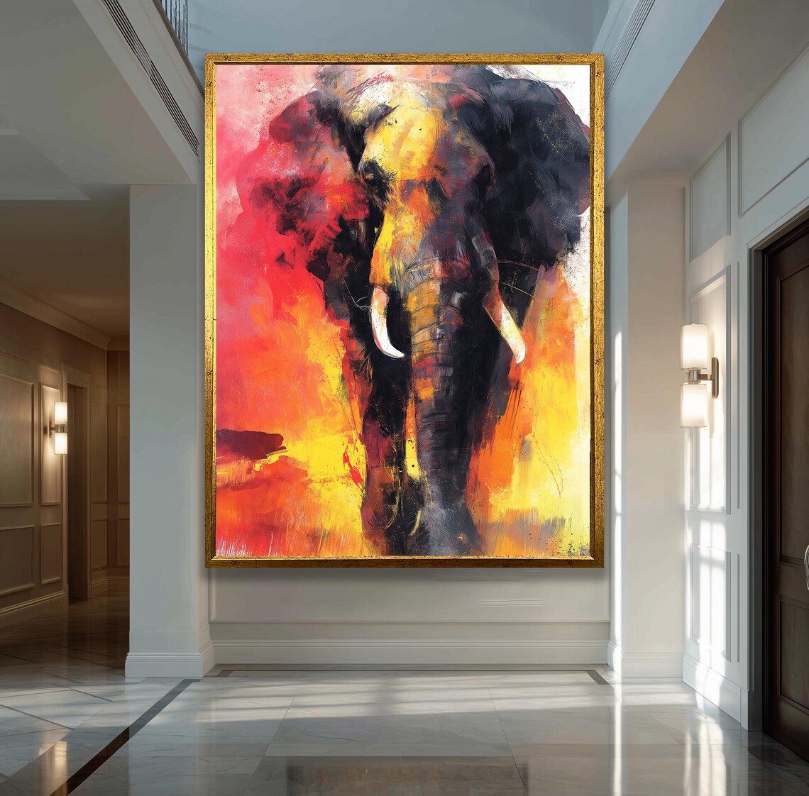 Colorful Elephant, Modern Safari Wall Art Print