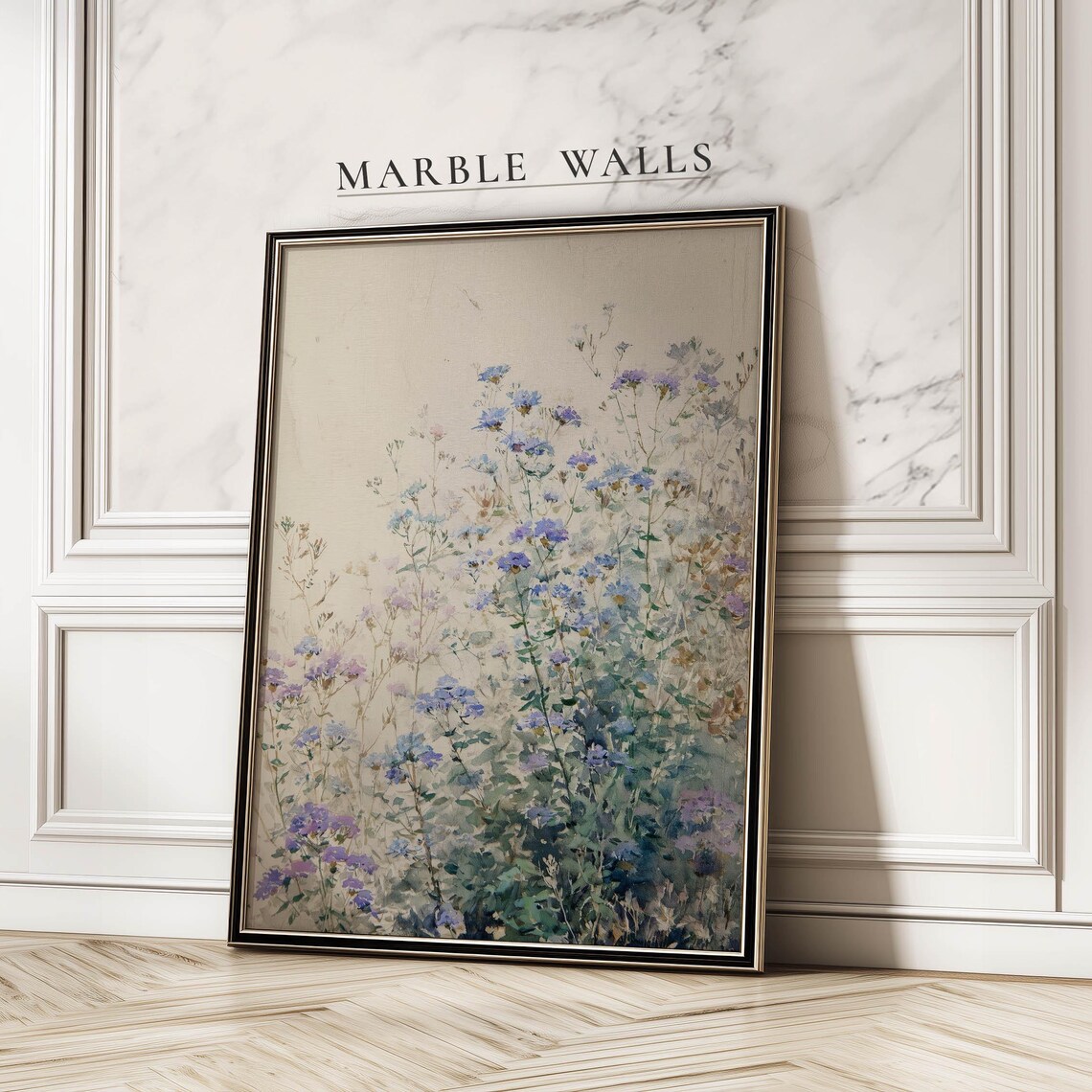 Muted Wildflower Field Soft Purple Shabby Chic Vintage Floral Poster