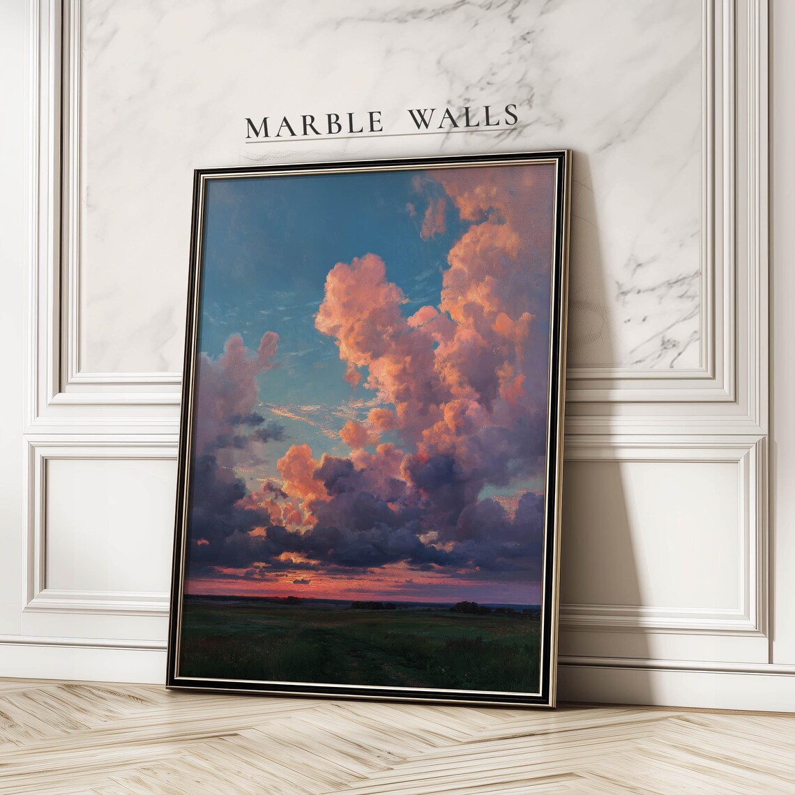 Dramatic Sunset Sky Vintage Landscape Art Print
