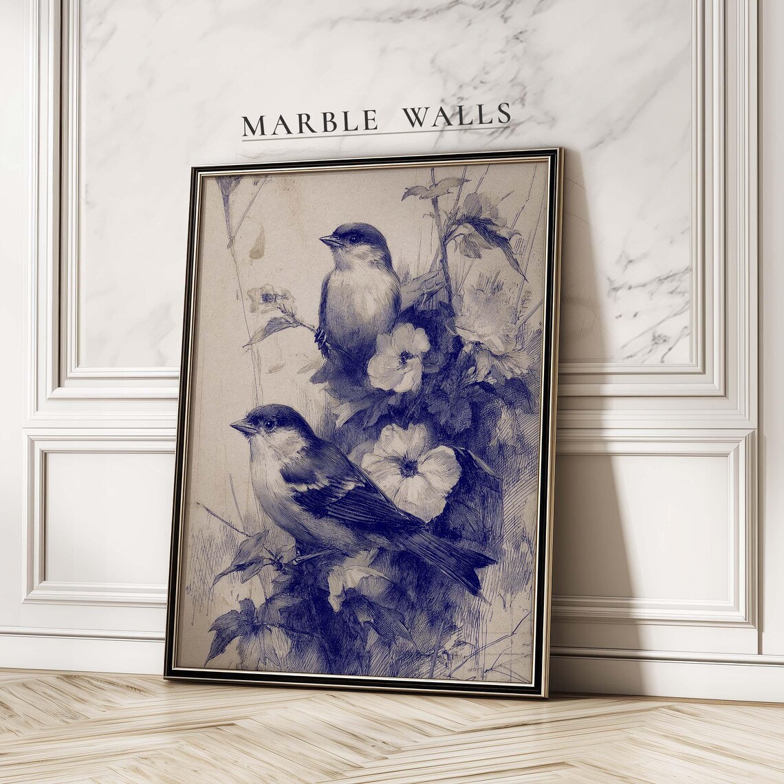 French Country Bird Poster, Botanical Sketch