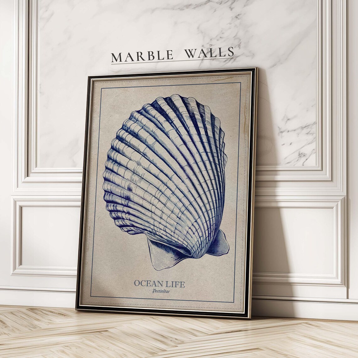 Blue Shell Vintage Nautical Art Print