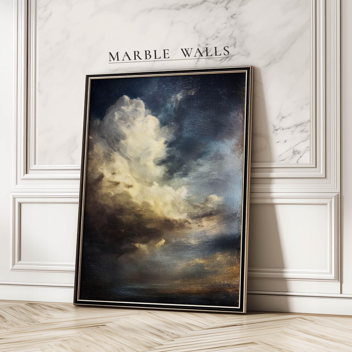 Moody Sky Travel Poster, Dramatic Vintage Style