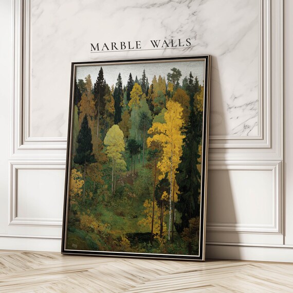 Vintage Woodland Landscape Wall Art Print Autumn Forest Poster Cottagecore Or Farmhouse Decor