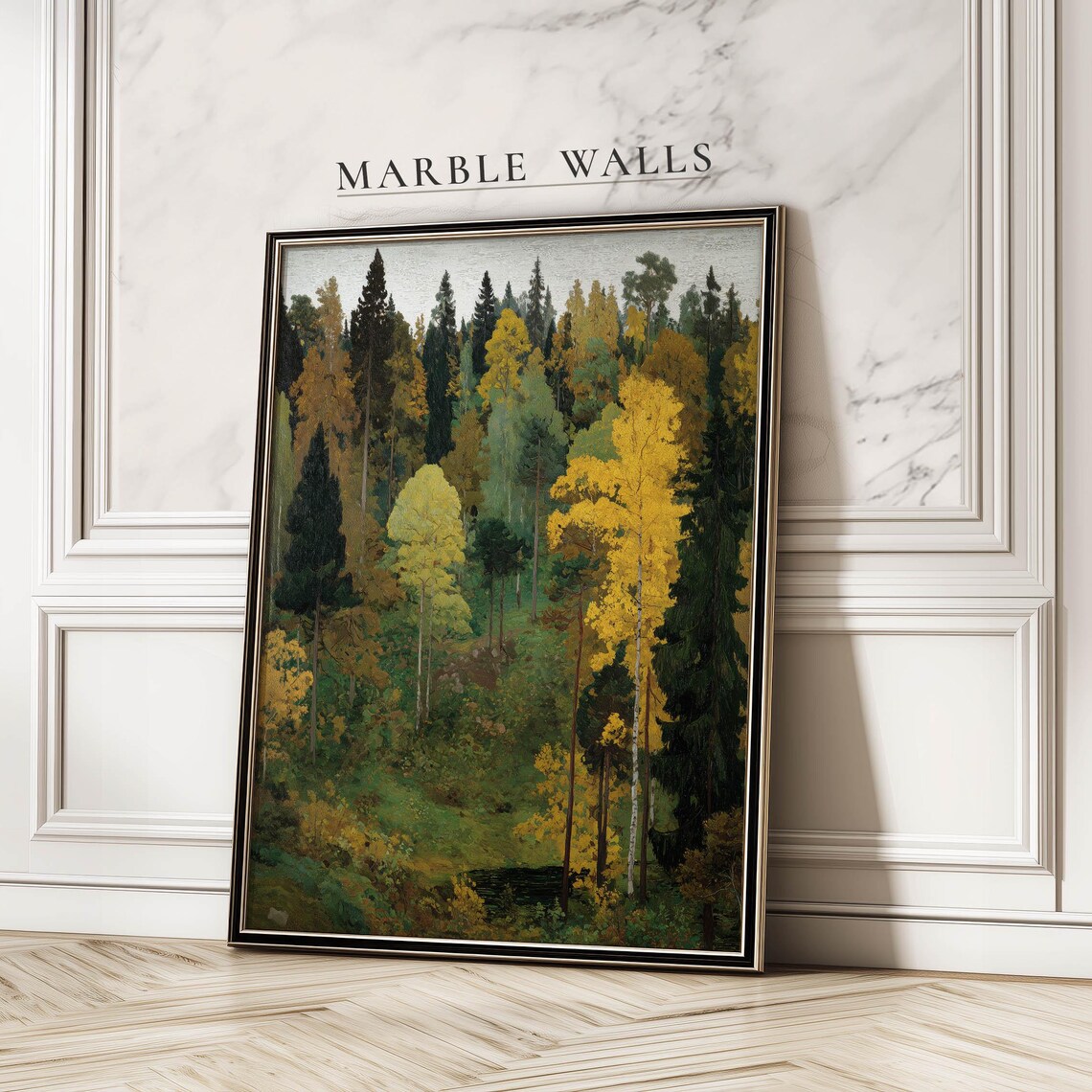 Autumn Woodland Forest Vintage Oil Painting Landscape Poster