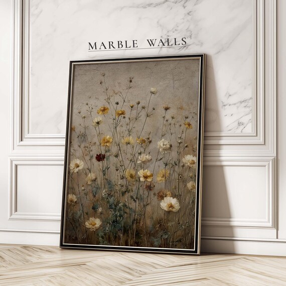 Antique Yellow Wildflower Meadow Vintage Botanical Art Print