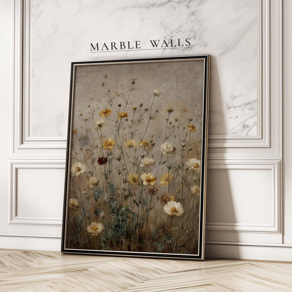 Antique Yellow Wildflower Meadow Vintage Botanical Art Print