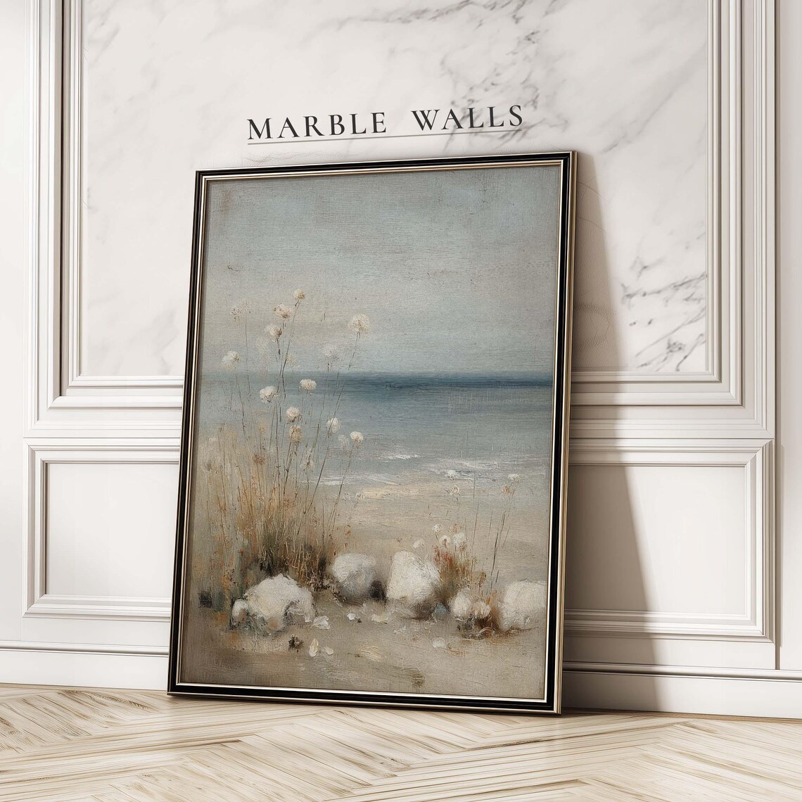 Calm Boho Beach Poster Print, Vintage Coastal