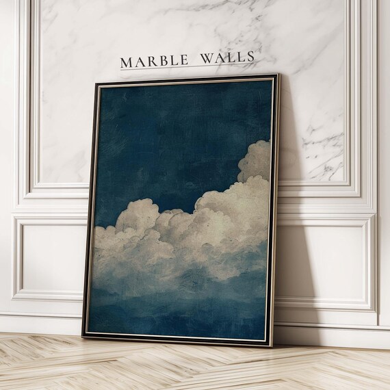 Vintage Textured Cloud Art Print, Living Room Decor