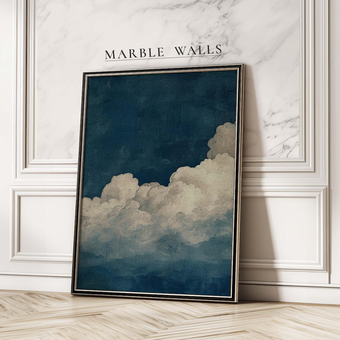 Vintage Textured Cloud Art Print, Living Room Decor