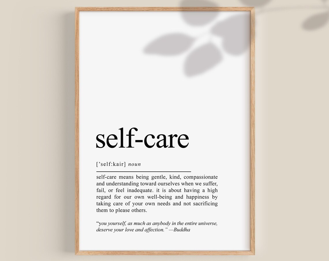 Self-Care Definition Noun Print Mental Health Wellness Quote