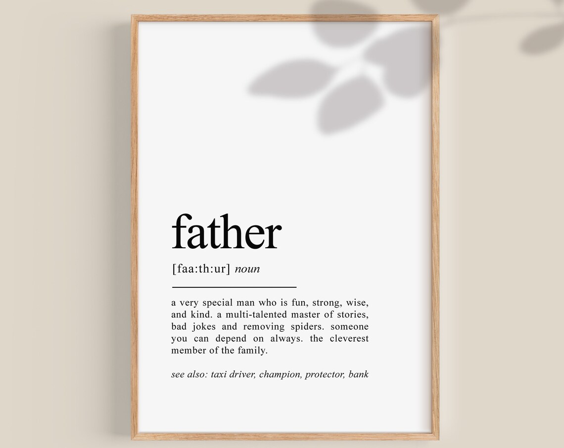 Father Definition Art Print, Gift for Dad