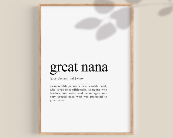 Great Nana Definition Art Print, Grandparent Gift