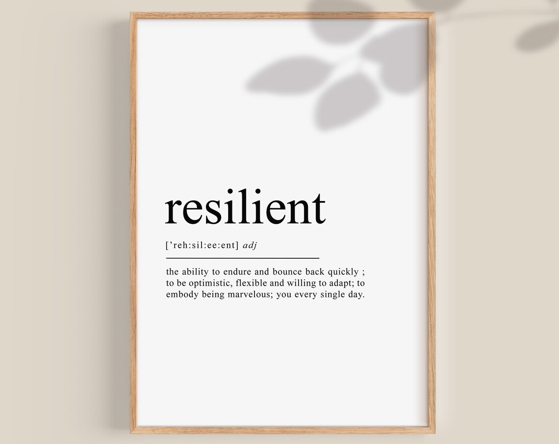 Resilient Definition Poster, Office Wall Decor