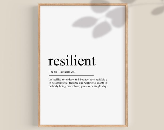 Resilient Definition Poster, Office Wall Decor