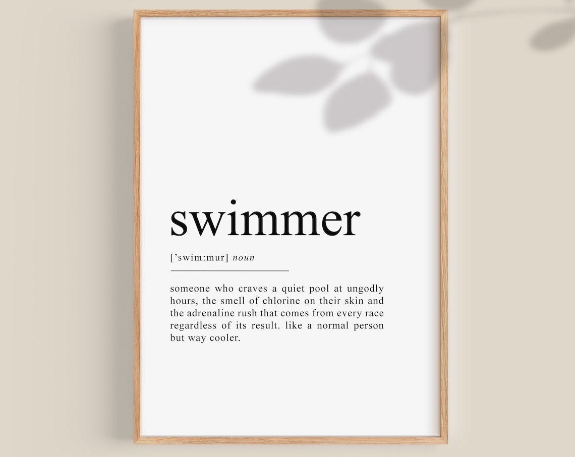 Swimmer Definition Print, Swimming Art Poster