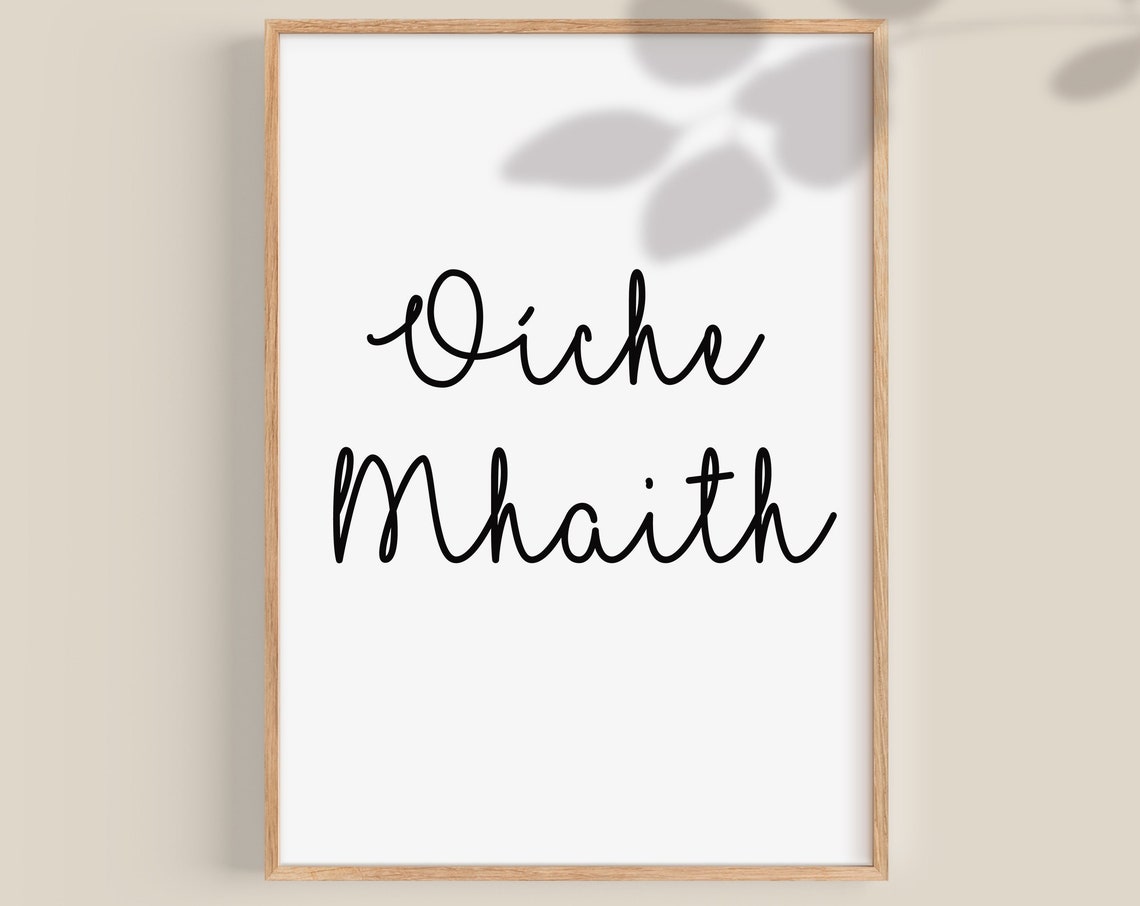 Oiche Mhaith Good Night Irish Gaelic Script Nursery Poster Art