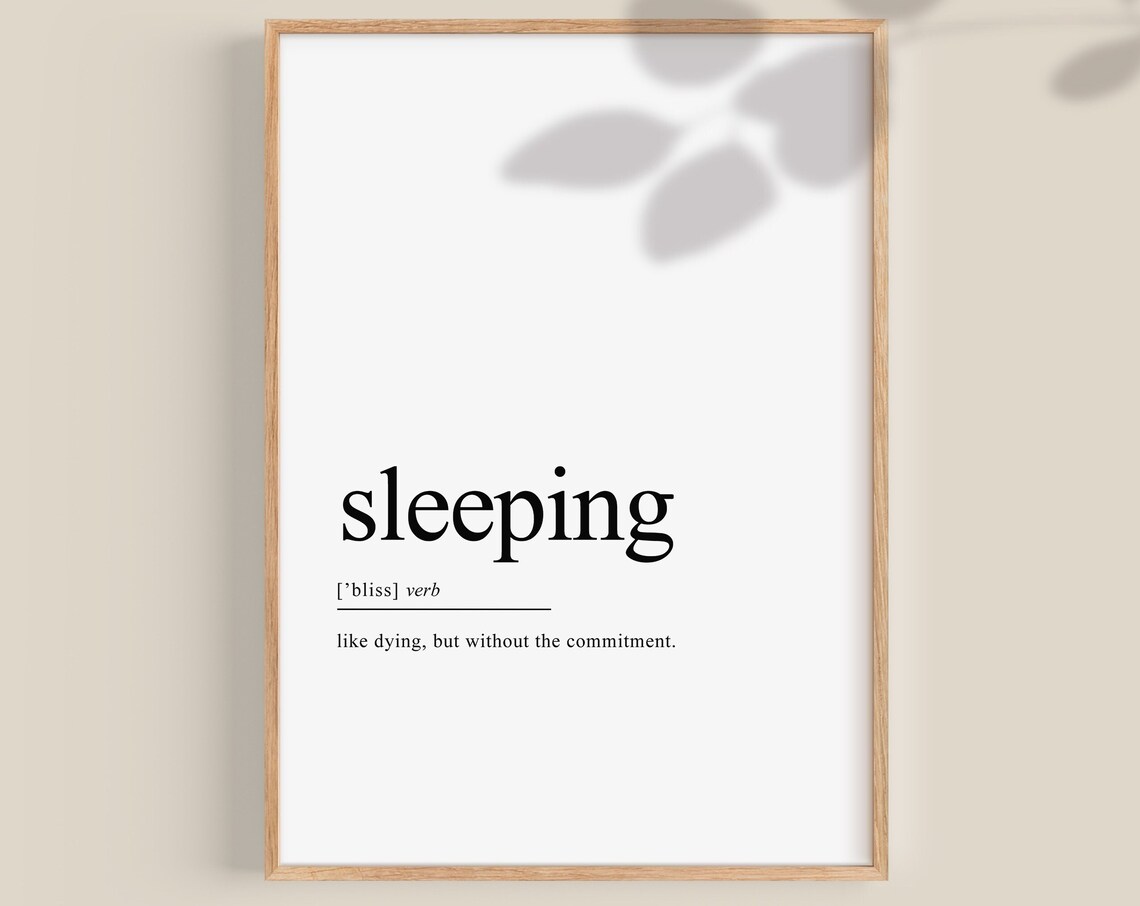 Bedroom Decor Sleeping Definition Wall Art Print