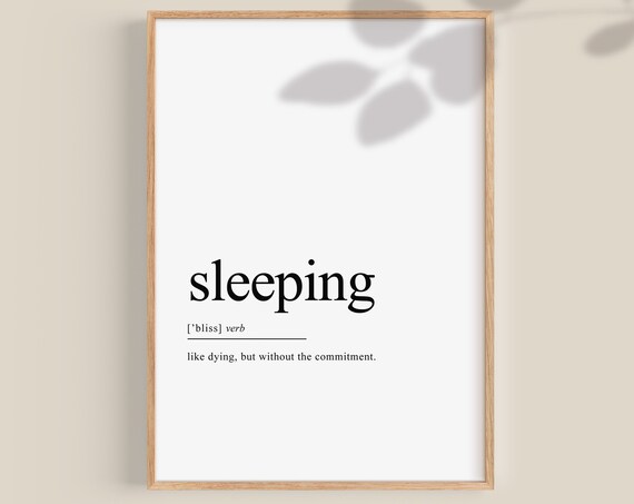 Bedroom Decor Sleeping Definition Wall Art Print