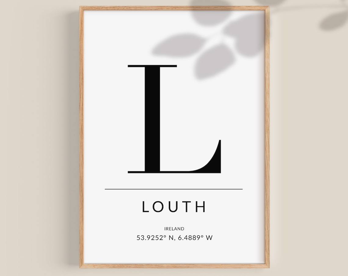 Louth Ireland GPS Coordinates Initial L Minimalist Poster Keepsake