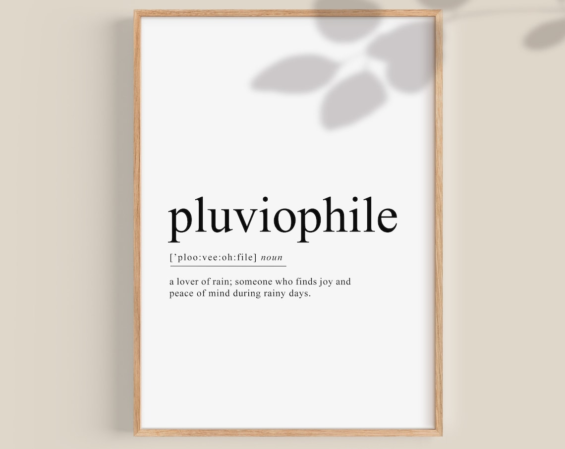 Pluviophile Definition Quote Print, Boho Decor